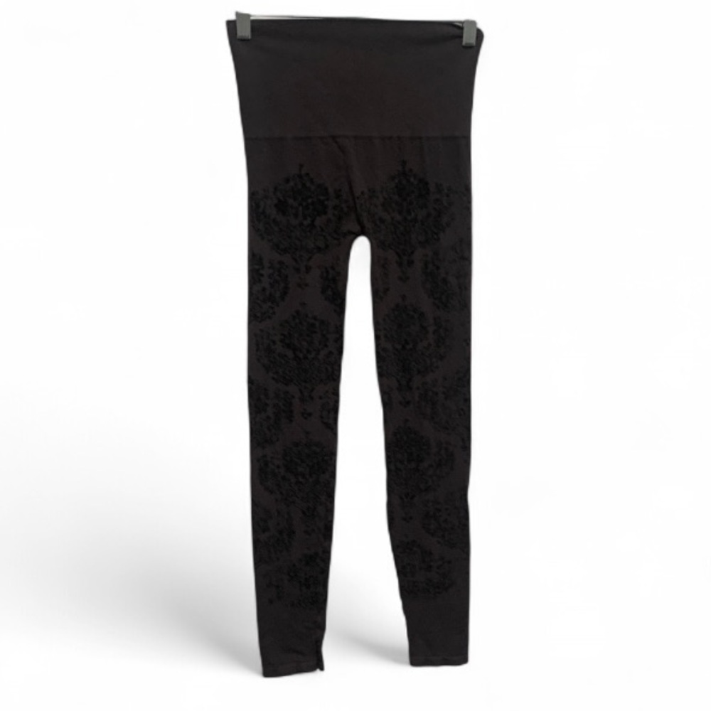 M. Rena Gray Black Boho Print Seamless Leggings